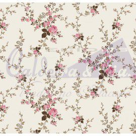 Tecido Tricoline Floral Sarah Rosa - Tecidos Caldeira - 50 x 150 cm