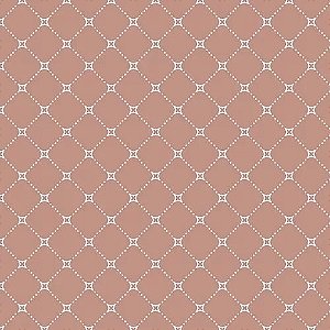 Tecido Tricoline Geométrico Treliçado Coral - Fuxicos e Fricotes - 50 x 150 cm