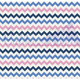 Tecido Tricoline Chevron Zarah Marinho Azul e Rosa - Tecidos Caldeira - 50  x 150 cm - Artesanalle Tecidos