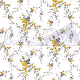 Tecido Tricoline Floral Sarah Amarelo - Tecidos Caldeira - 50 x 150 cm