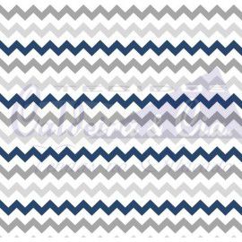 Tecido Tricoline Chevron Zarah Marinho e Cinza - Tecidos Caldeira - 50 x 150 cm