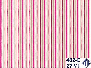 Tecido Tricoline Listrado Rosa e Bege - Ibirapuera - 50 x 150 cm