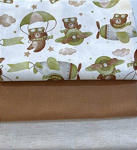 KIT 131 - 3 PEÇAS - (Com linho leve crú)- CADA PEÇA MEDE 20 CM X 150 CM