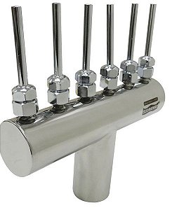 Bico Leque Ø 38mm 6 saídas ( 1/4”) entrada rosca 1”BSP  - SODRAMAR