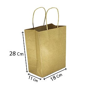 100 Sacolas De Papel Ecológico P 18x11x28 Alça Torcida P/ Delivery