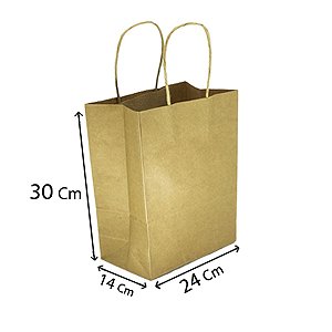 50 Sacolas De Papel Ecológico M 30x24x14 Alça Torcida P/ Delivery