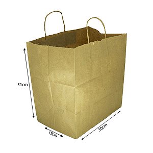 Sacola Kraft G 100 unidades 30 cm X 19 cm X 31 cm