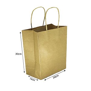 Sacola Kraft M 100 unidades 24 cm X 14 cm X 30 cm