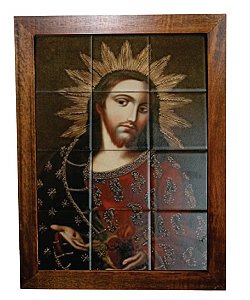 3093AM-109 Quadro de azulejo - Sagrado Coração de Jesus