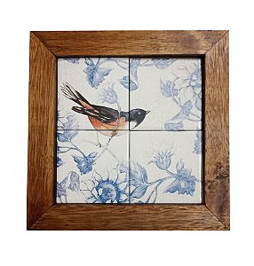 3094AP-045 Quadro de azulejo - Pássaro arabesco
