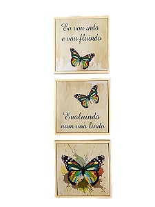3092P-026  Quadro  Pinus P - Kit Vou Fluindo c/ 3 pçs