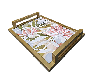 3089PD-003 Bandeja de Metal - Flor Rosa