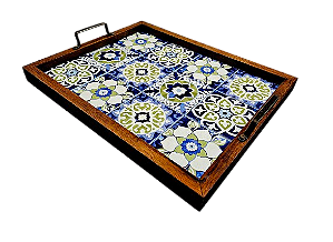 3096PM-114  Bandeja de Azulejo - Mandalas Azuis