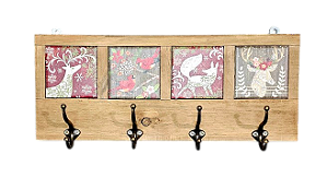 3017CG-028  Quadro cabideiro 4 Azulejos - Rena