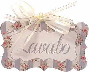 1706-004 Placa MDF - Banheiro Listras e flores