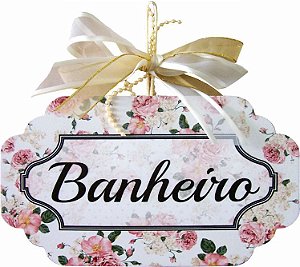 1783 Placa MDF - Banheiro floral