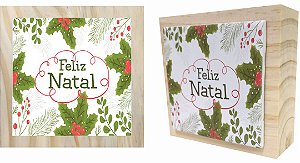 07-04-C045 Cubo Decor Cru - Folhas Natal