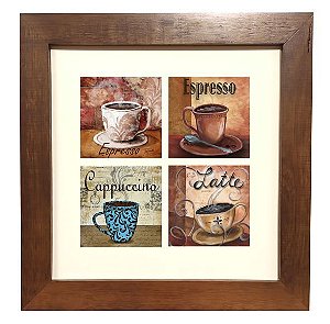 3004M-004  Quadro decor madeira - Tipos de Café
