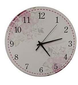 1700-037  Relógio Redondo - Floral Rosa