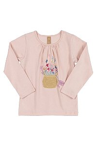 Camiseta de Manga Longa Rosa Estampada Up Baby