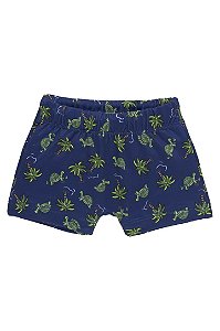 Sunga Boxer Azul Estampa Verde Coqueiro e Tartaruga Up Baby