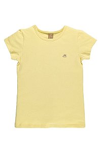 Blusa De Manga Curta Básica Amarela Bebe Menina Up Baby