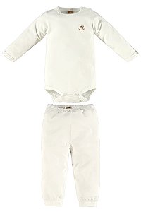 Pijama De Malha Térmica Branco Bebe Menina Menino Up Baby
