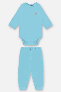 Pijama Malha Térmica Conjunto Azul Bebe Menino Up Baby