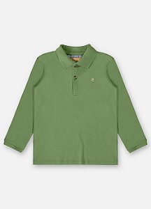 Camisa De Gola Polo Manga Longa Básica Verde Infantil Menino Up Baby