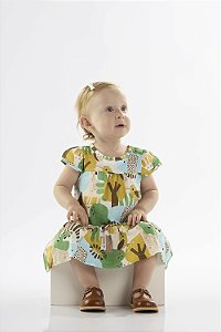 Vestido Em Malha Estampa Zoo Bebe Menina Up Baby