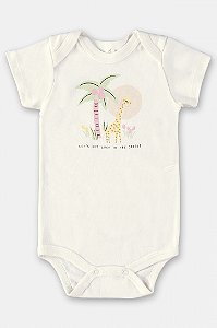 Body De Manga Curta Bege Bebe Menina Up Baby