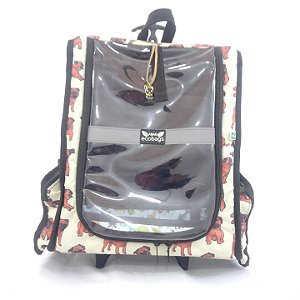Mochila De Transporte Pet 100% Nacional Com  Carrinho De Mala Cachorro tam P