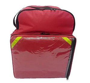 Mochila de Pizza Térmica 45L Bolsão Vermelha  Com Caixa de Isopor