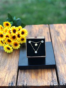Conjunto com colar duplo coração + ponto de luz