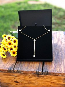 Conjunto gravatinha de coração na zircônia