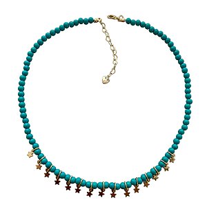 colar bolinha mini star azul turquesa