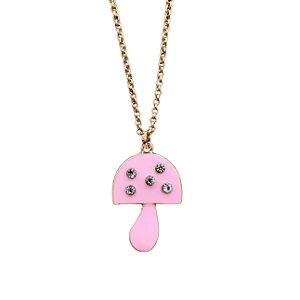 colar cogumelo P esmaltado rosa chiclete