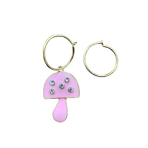 argola cogumelo P rosa chiclete