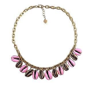 colar gold buzios rosa chiclete