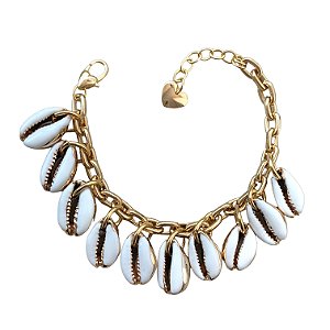pulseira gold buzios white