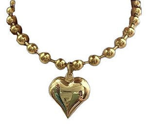 colar corrente bola gold