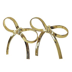 brinco laço de fita gold
