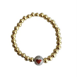 pulseira bolinhas red heart silver
