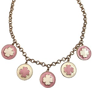 colar trevos rosa