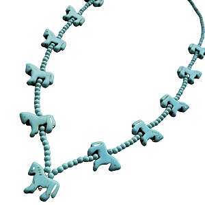 colar cavallino longo turquesa