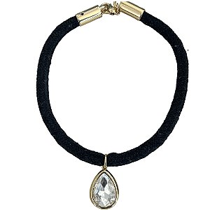 colar gota cristal cordão black