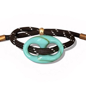 pulseira bean P turquesa/marrom