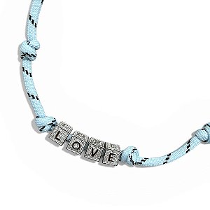 colar LOVE cravejado azul sky/silver