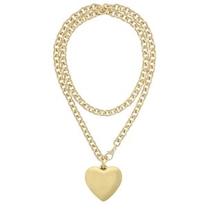 colar gold heart longo