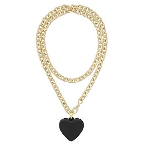 colar black heart longo